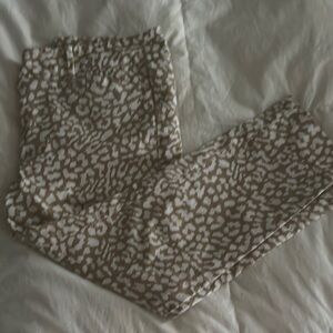 New York & Company Tan and White Ankle Cropped Pants
